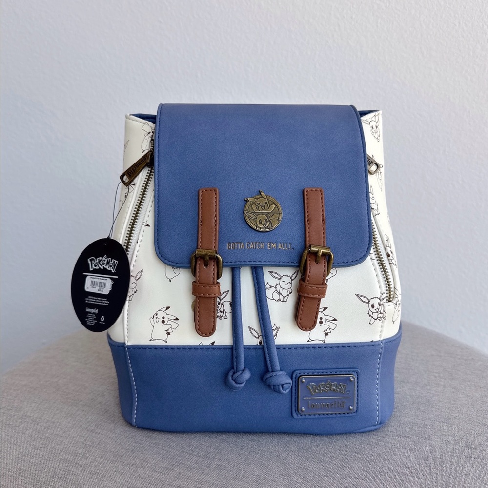 🦄 NWT Loungefly Pokemon Eevee Pikachu Gotta Catch Em All Mini Backpack